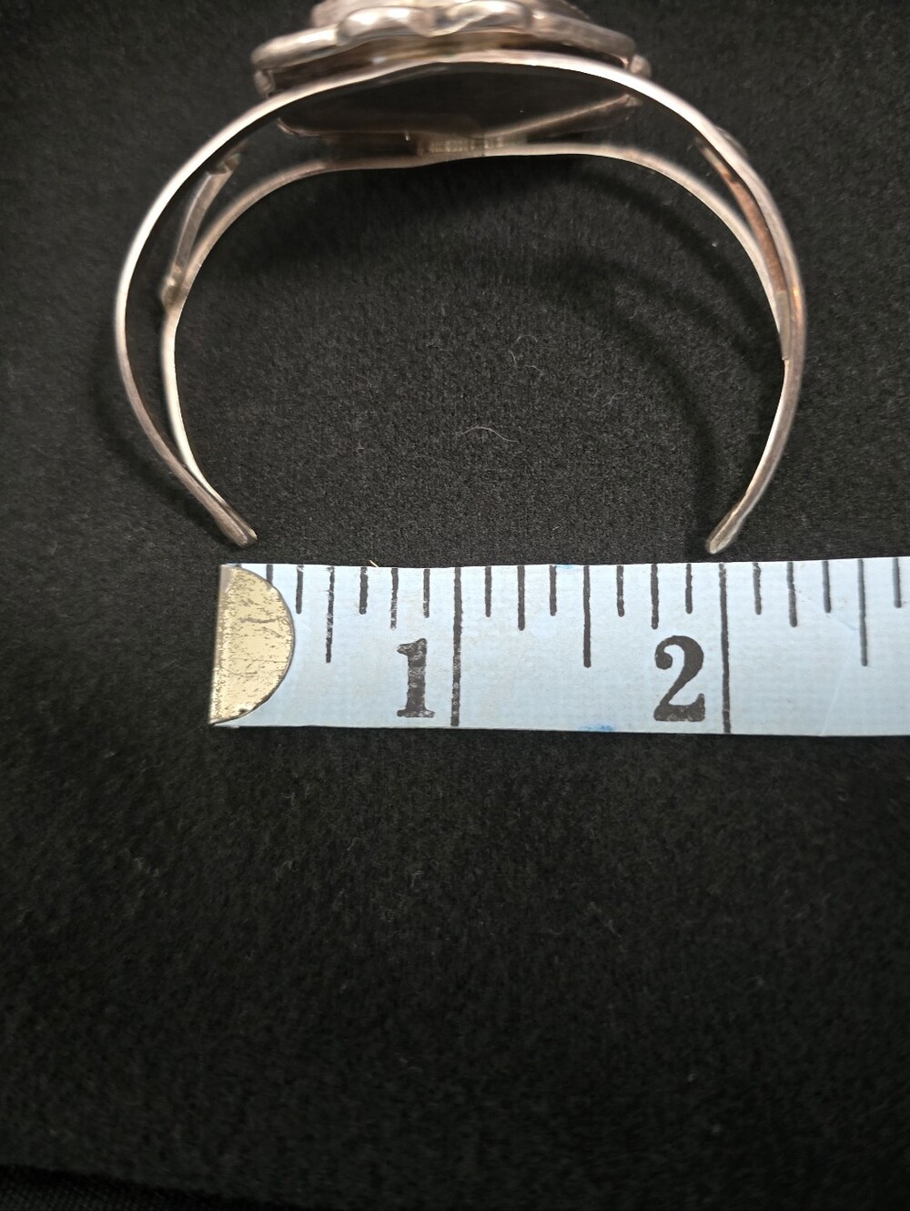 VTG Sterling Silver Lrg Turquoise Cuff Bracelet Split Shank Lrg Stone 1.6"×1.2" - Picture 6 of 7